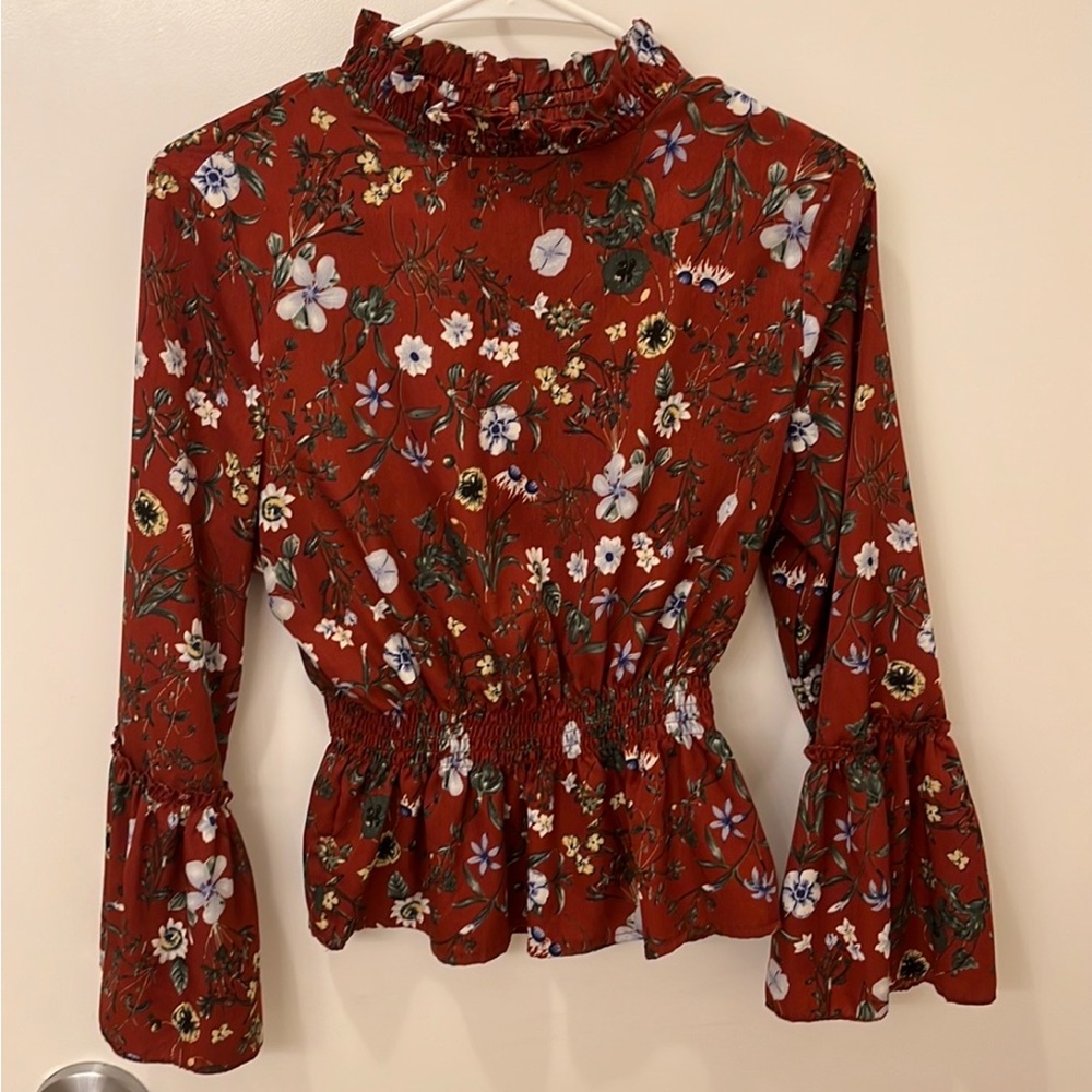 Floral ASOS top with bell sleeves